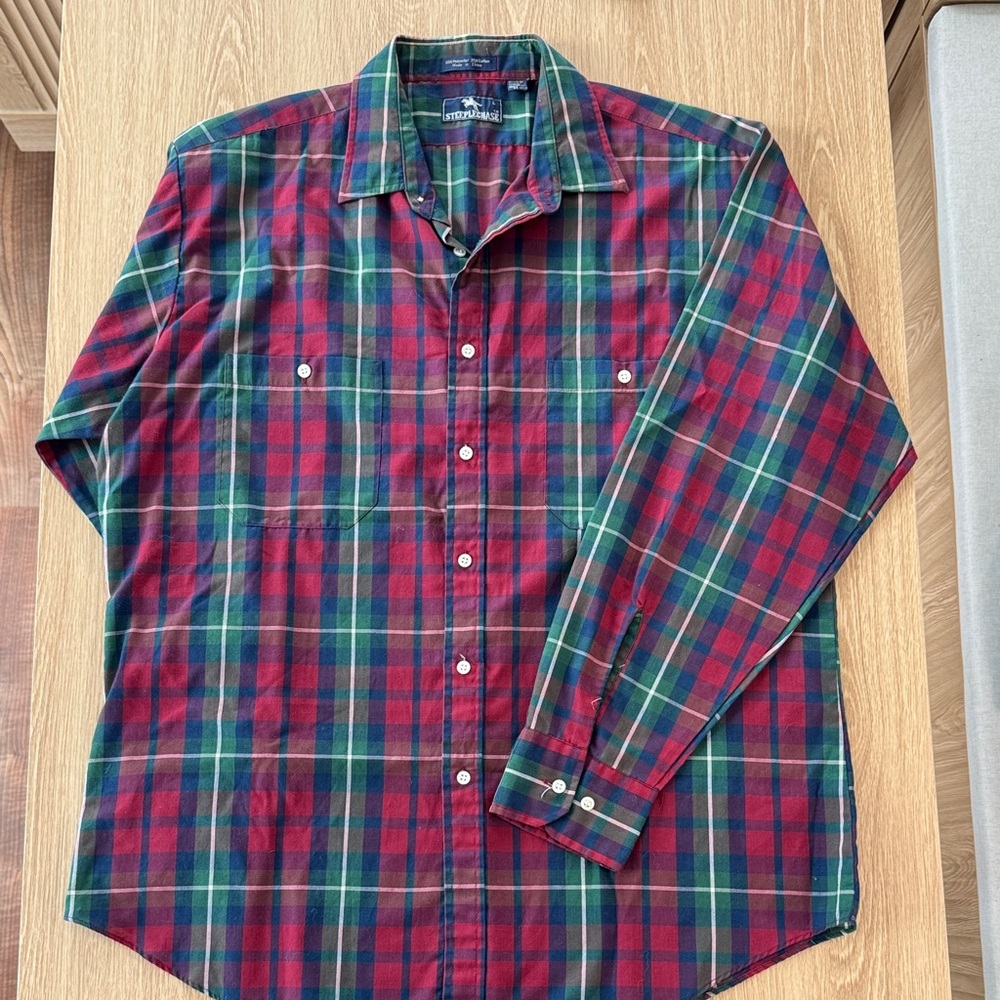 Vintage Steeplechase Classic Red and Green Plaid Button Down Shirt